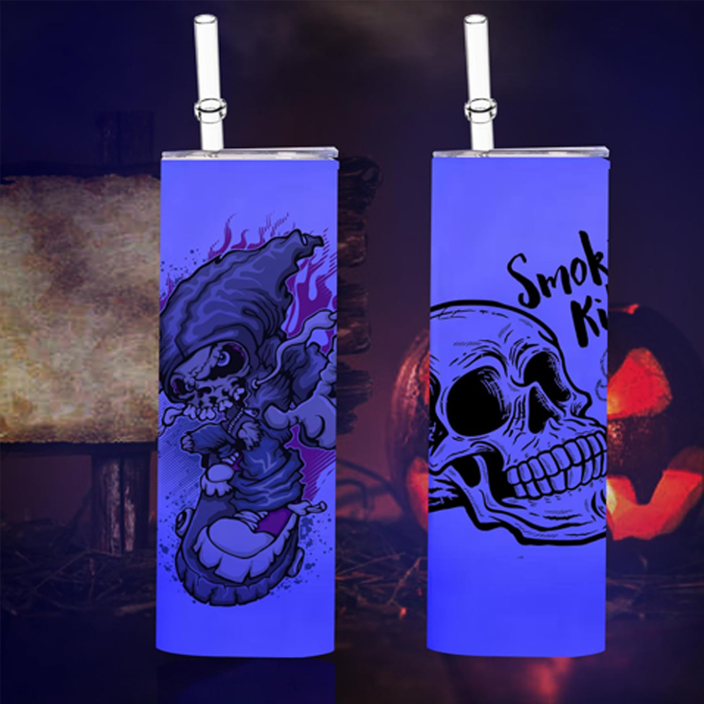 25 Pack US RTS 20oz Sublimation Glow in Dark Tumbler White to Purple wth Plastic straw