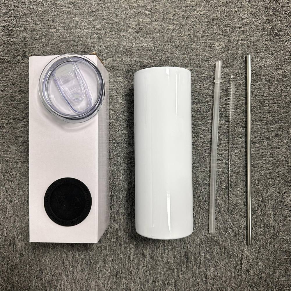 25/50 Pack USA Warehouse 20oz Sublimation Flat Edge Straight Tumblers with full accessories