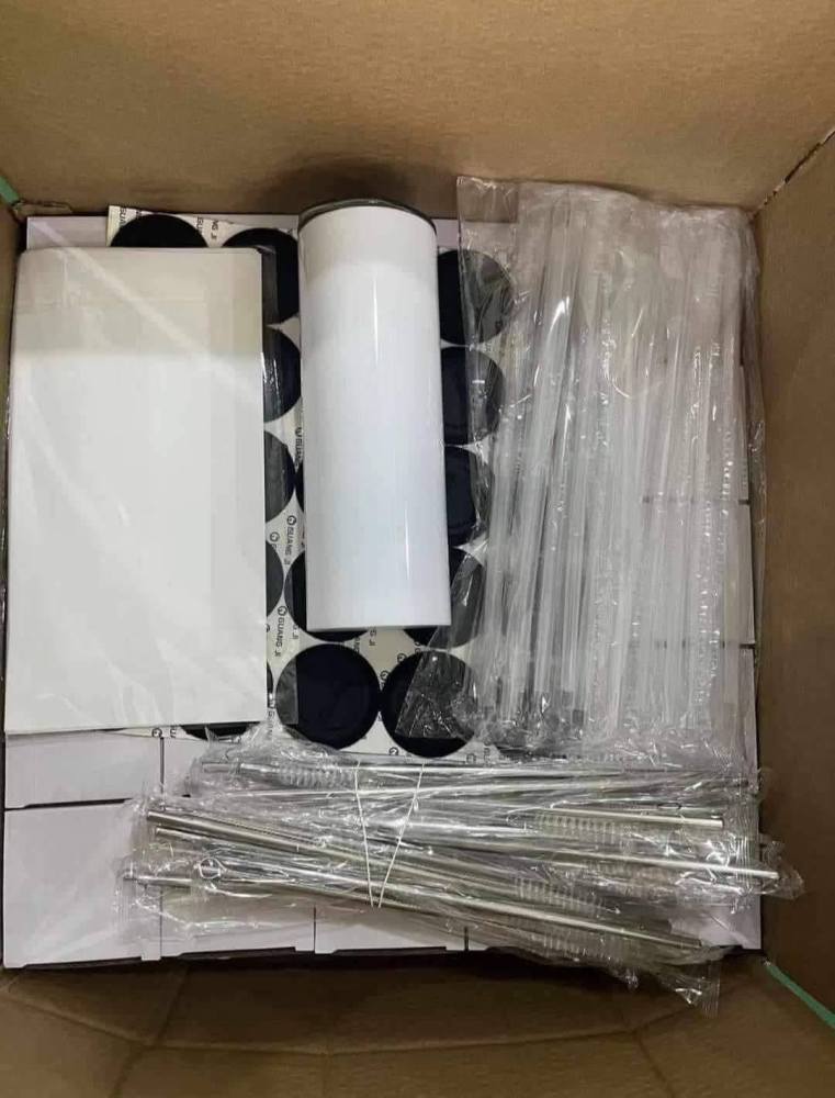 25/50 Pack USA Warehouse 20oz Sublimation Flat Edge Straight Tumblers with full accessories