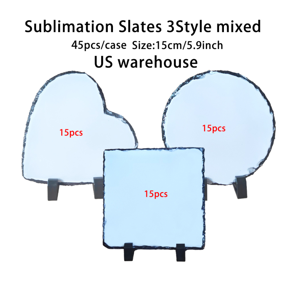 45 Pack  Sublimation mixed Blanks Stone Slate 5.9Inch with Display Stand Decoration