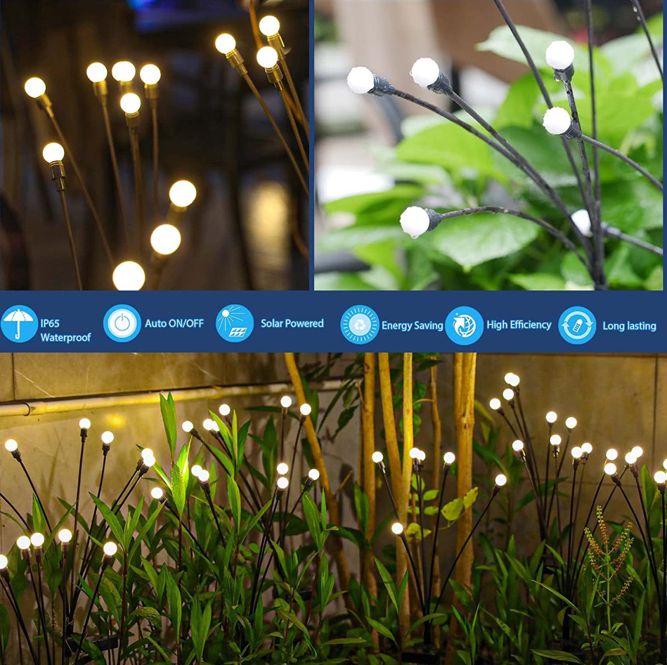Solar-powered lawn lights, courtyard lights, LED wind-powered firefly ground lights, garden decorative festival lights, swaying lights