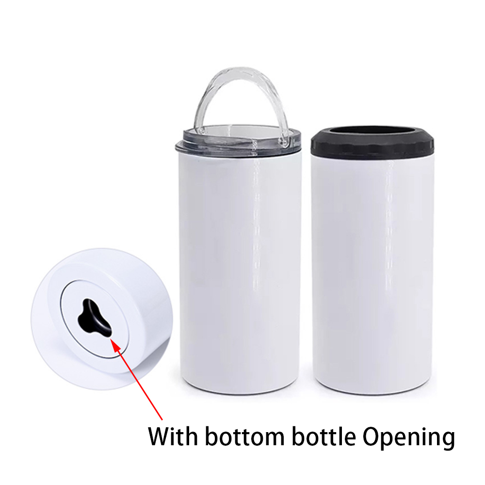 25 Pack US Warehouse 16oz Blank Sublimation Dual Lid 4 In 1 Cooler Can with bottom opening