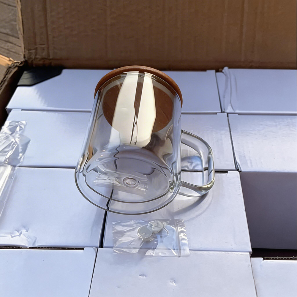 25pack US RTS 15oz Pre-drilled Sublimation Double Walled Snowglobe Glass Mug with Handle Free Shipping