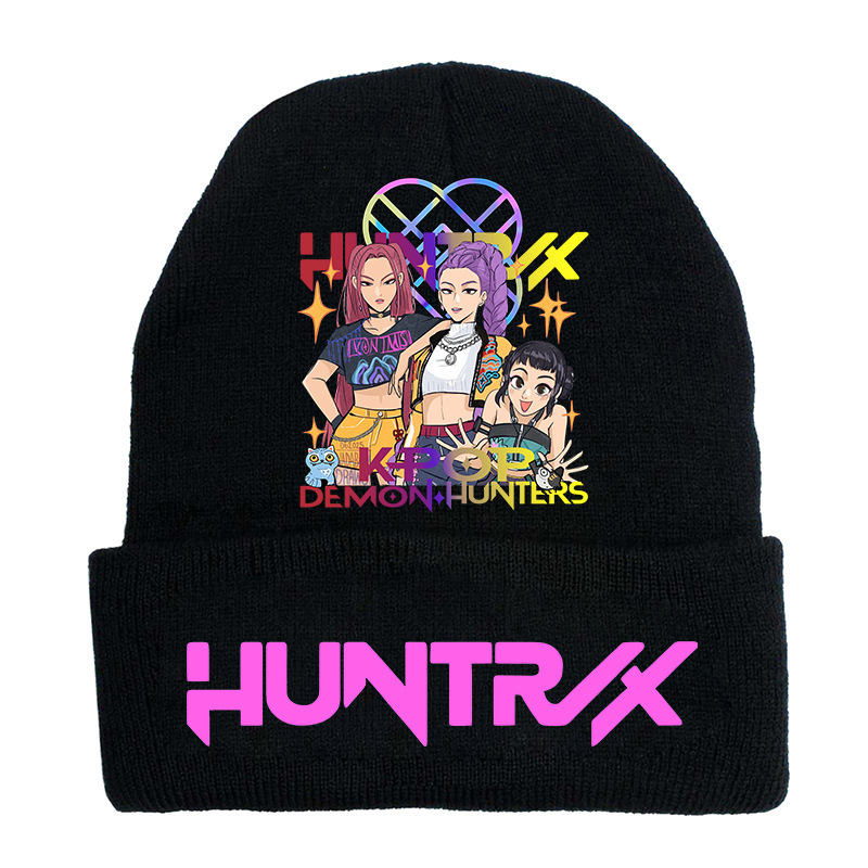 Fashionable knitted beanie with rolled brim, printed beanie, outdoor beanie for adults.