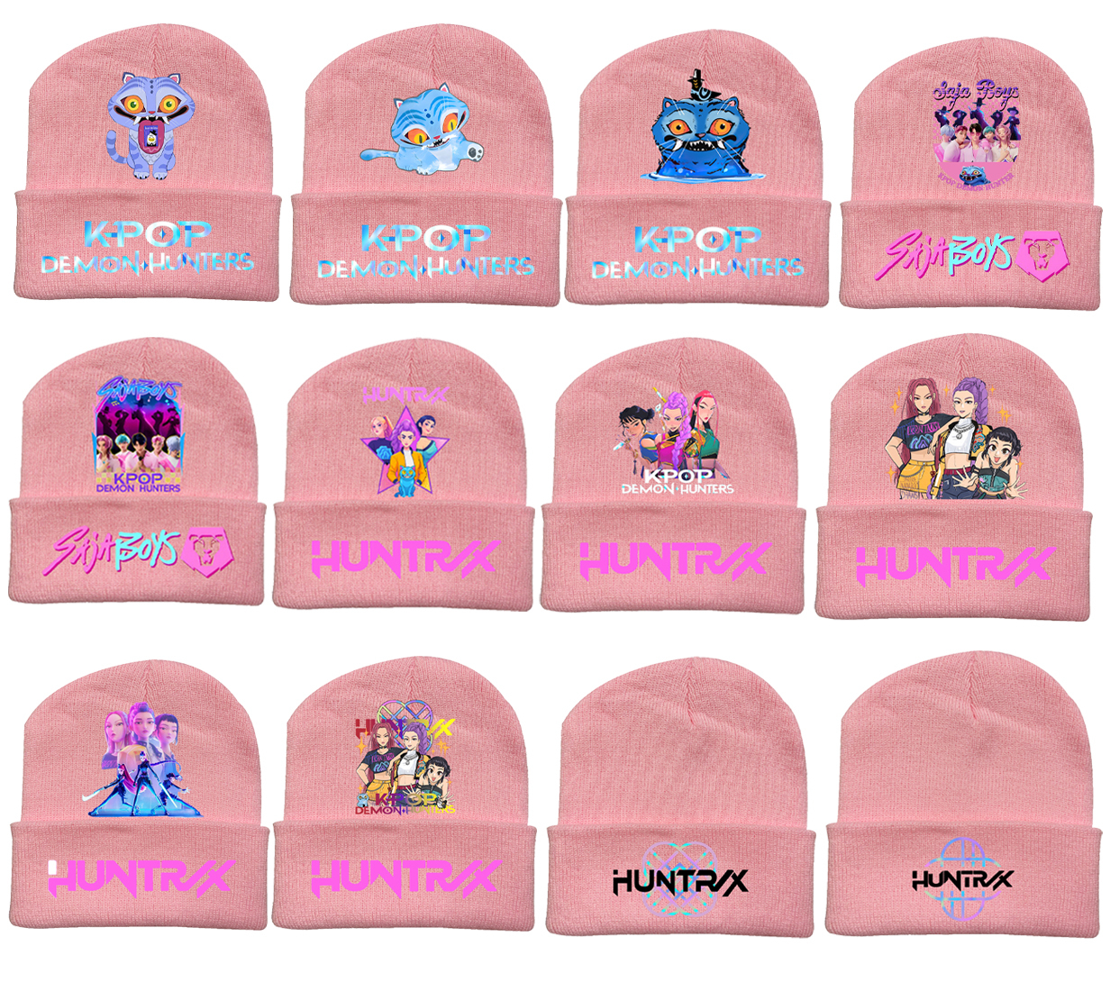 Fashionable knitted beanie with rolled brim, printed beanie, outdoor beanie for adults.