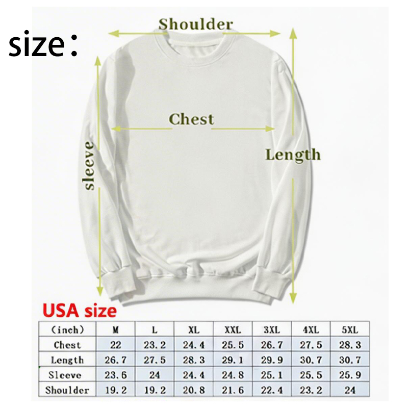 Sublimation Sweatshirts, US Sizes L-5X  100% polyester