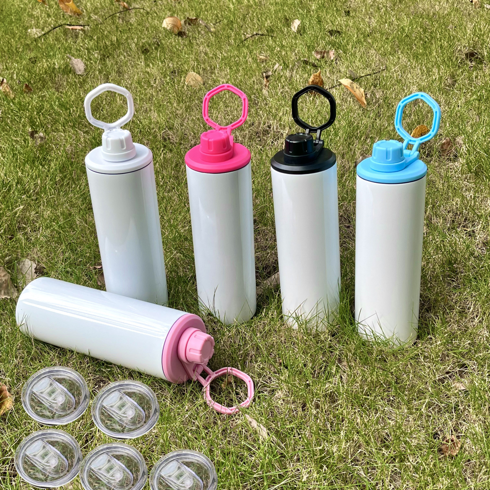 25pack 20oz Straight Sublimation Sport  water bottle Tumbler dual Lids  with color lids and straw