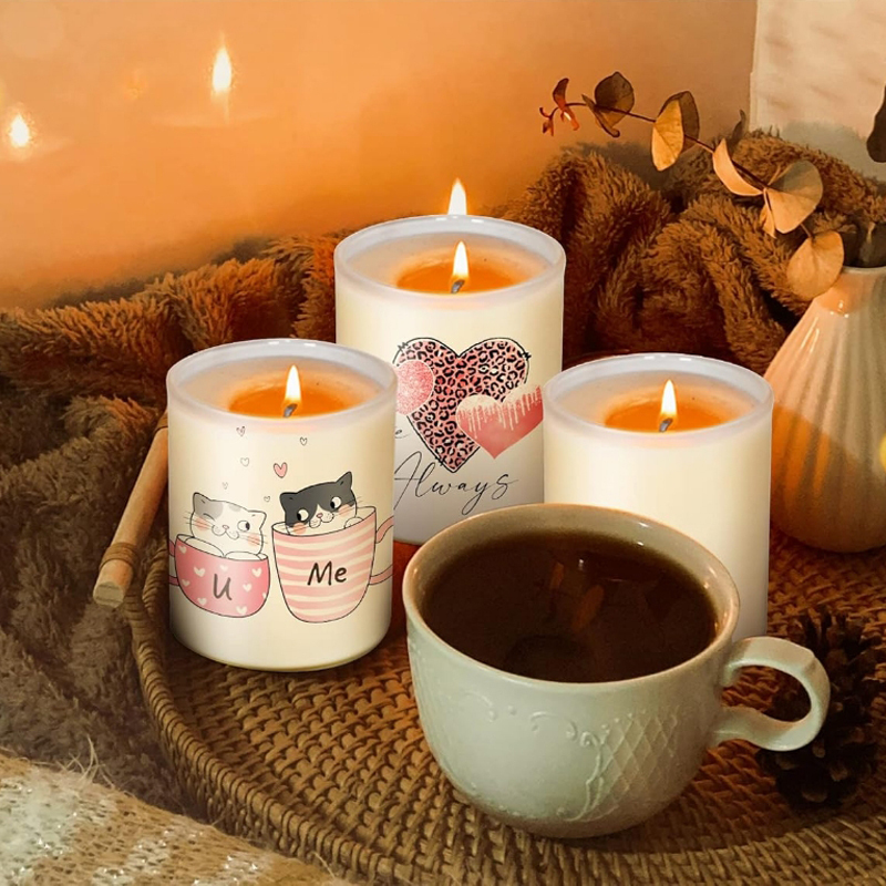 9oz Sublimation Glass Tealight Candle Holder with Bamboo Lids Sublimation Frosted Glass Jar for Party Decorations, Birthday, Wedding and Dinner Table Decor
