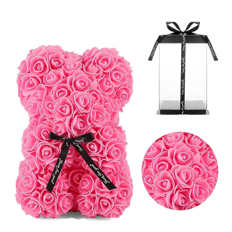 Mother's Day Gift: 10-Inch Foam Rose Bear — Multi-Color Combination for a Festive Atmosphere with gifty box