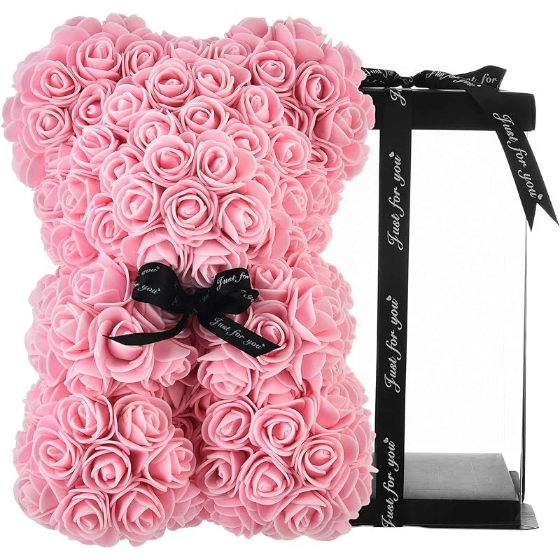 Mother's Day Gift: 10-Inch Foam Rose Bear — Multi-Color Combination for a Festive Atmosphere with gifty box