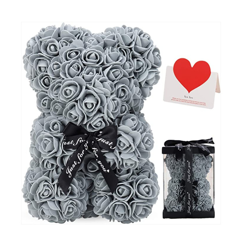 Mother's Day Gift: 10-Inch Foam Rose Bear — Multi-Color Combination for a Festive Atmosphere with gifty box