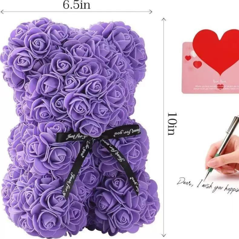 Mother's Day Gift: 10-Inch Foam Rose Bear — Multi-Color Combination for a Festive Atmosphere with gifty box