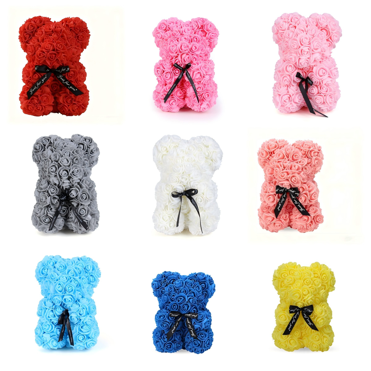 Mother's Day Gift: 10-Inch Foam Rose Bear — Multi-Color Combination for a Festive Atmosphere with gifty box