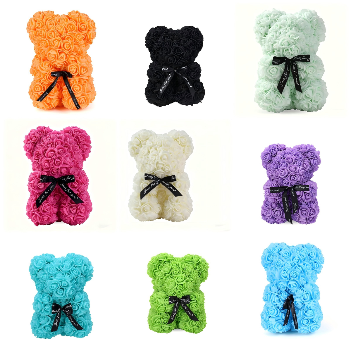 Mother's Day Gift: 10-Inch Foam Rose Bear — Multi-Color Combination for a Festive Atmosphere with gifty box