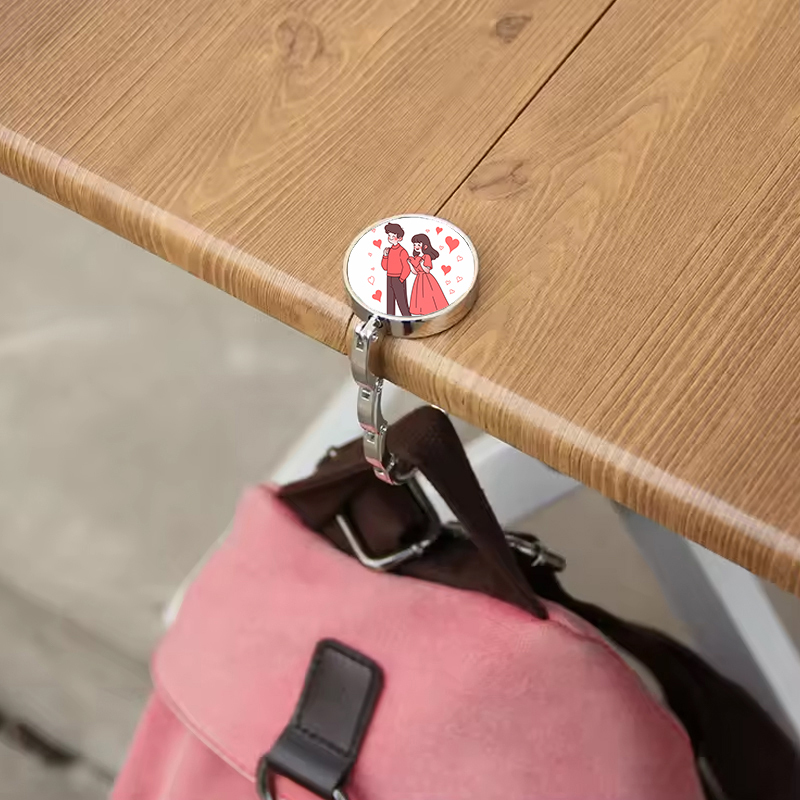 Sublimation Metal Handbag Hook  Sublimation-Ready Foldable Bag Hanger Zinc Alloy Blank Desktop Hook with Silver Plating