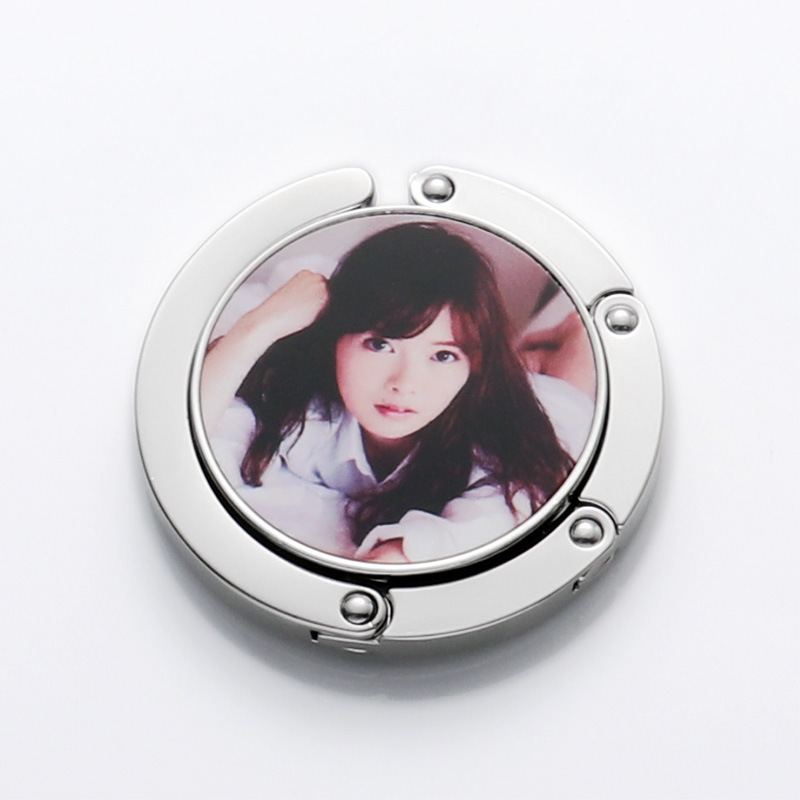 Sublimation Metal Handbag Hook  Sublimation-Ready Foldable Bag Hanger Zinc Alloy Blank Desktop Hook with Silver Plating
