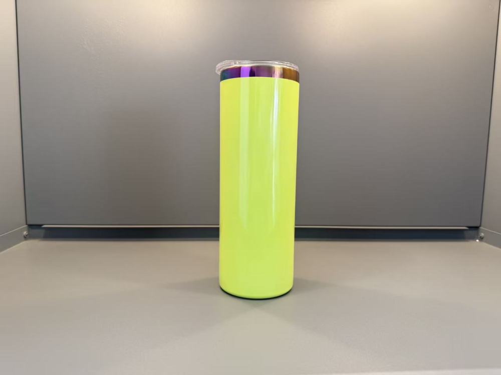 20oz sublimation Skinny Straight Neon Fluorescent Rainbow Plated Tumbler