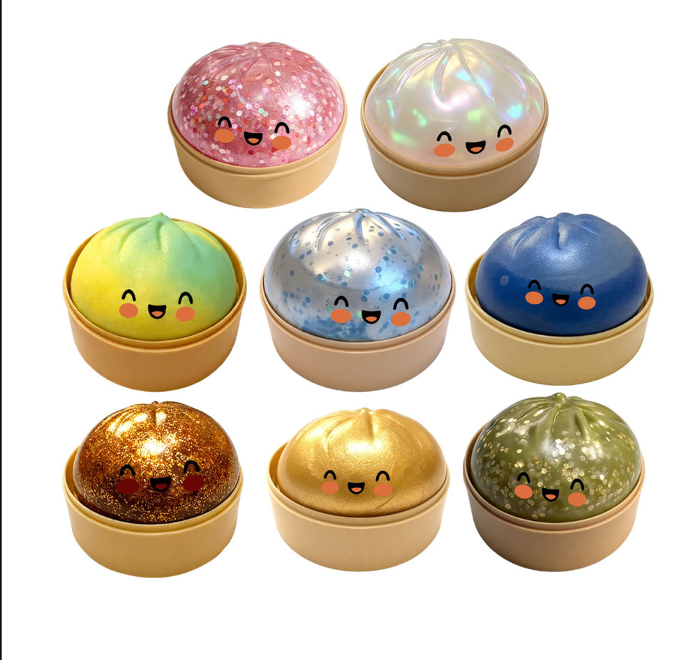 Squishy Dumpling Stress Balls for Adults, Dumpling Squishy Toys for Kids, Dumpling Fidget Sensory Toy, Squeeze Dough Ball Stress Relief Toy, Stretchy Stress Ball Squish Toys for ADHD