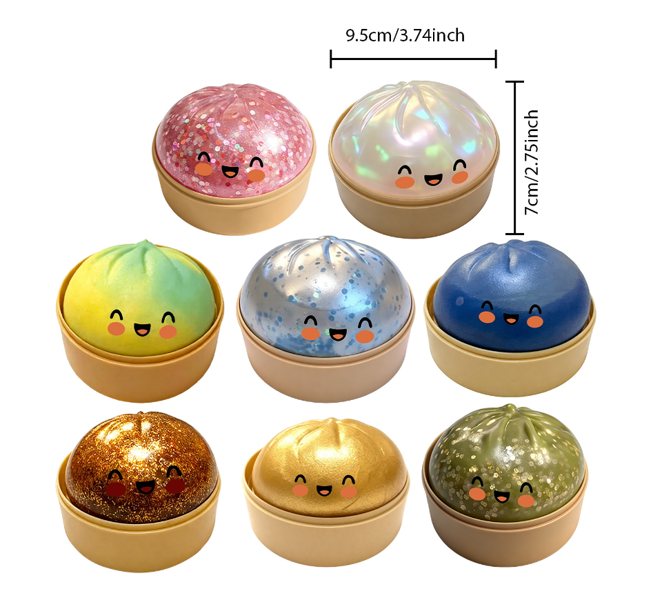 Squishy Dumpling Stress Balls for Adults, Dumpling Squishy Toys for Kids, Dumpling Fidget Sensory Toy, Squeeze Dough Ball Stress Relief Toy, Stretchy Stress Ball Squish Toys for ADHD