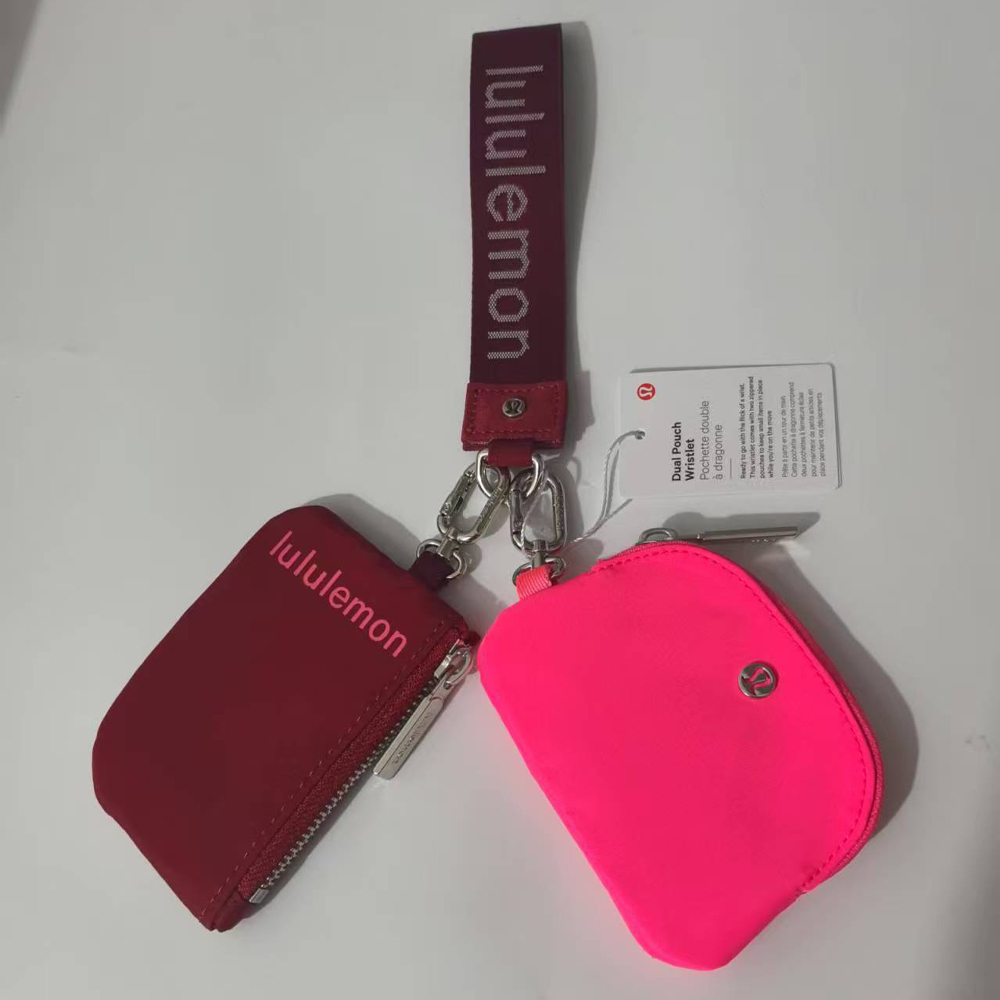 Lulu Mini Zip Around Wristlet Wallet: Detachable Dual Pouch Keychain Coin Purse for Women