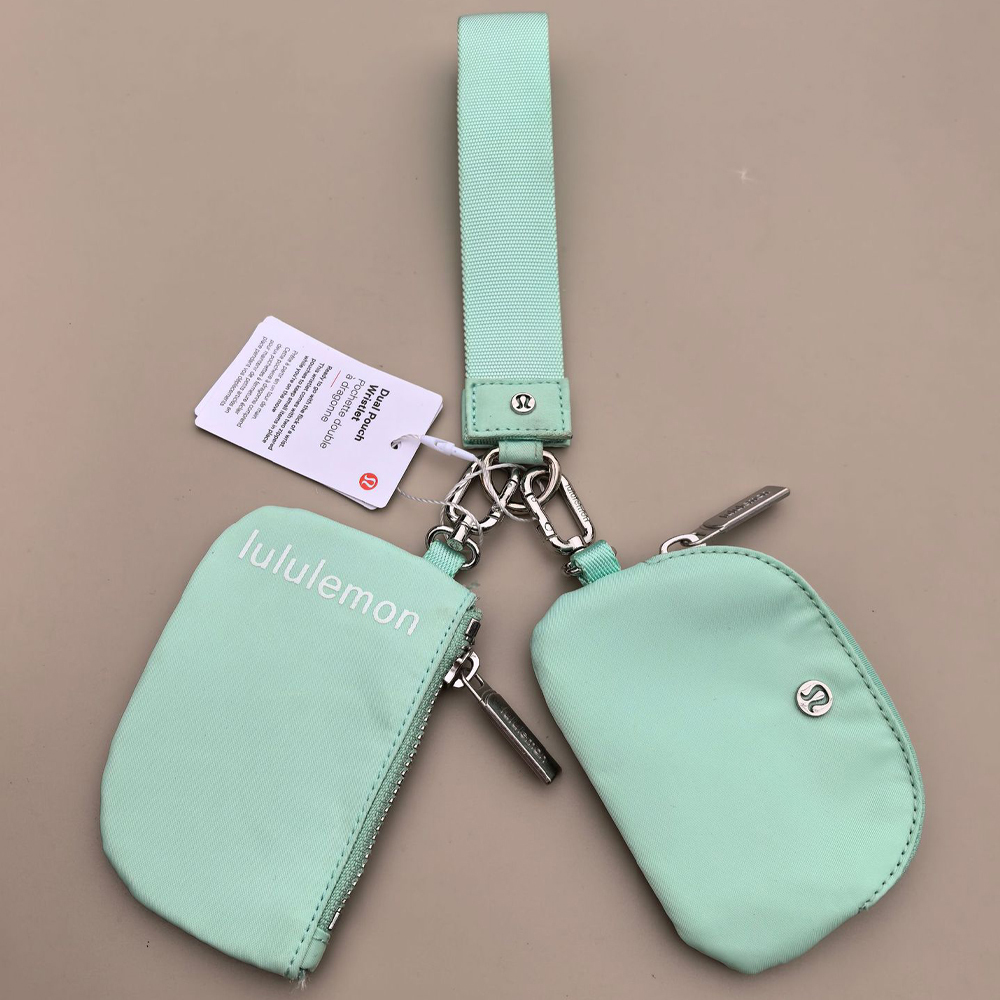 Lulu Mini Zip Around Wristlet Wallet: Detachable Dual Pouch Keychain Coin Purse for Women