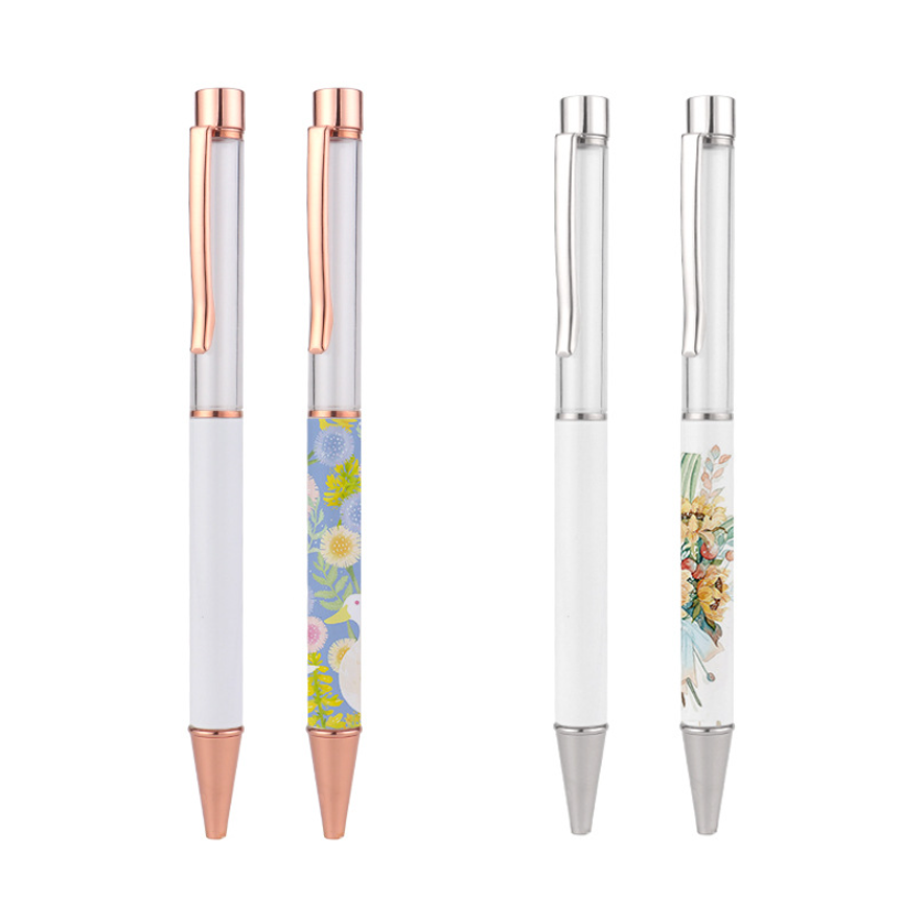 Sublimation snow globe Pens Blanks Bulk White with seal silicon , DIY Personalized Ballpoint Pen by Heat Press Sublimation Oven