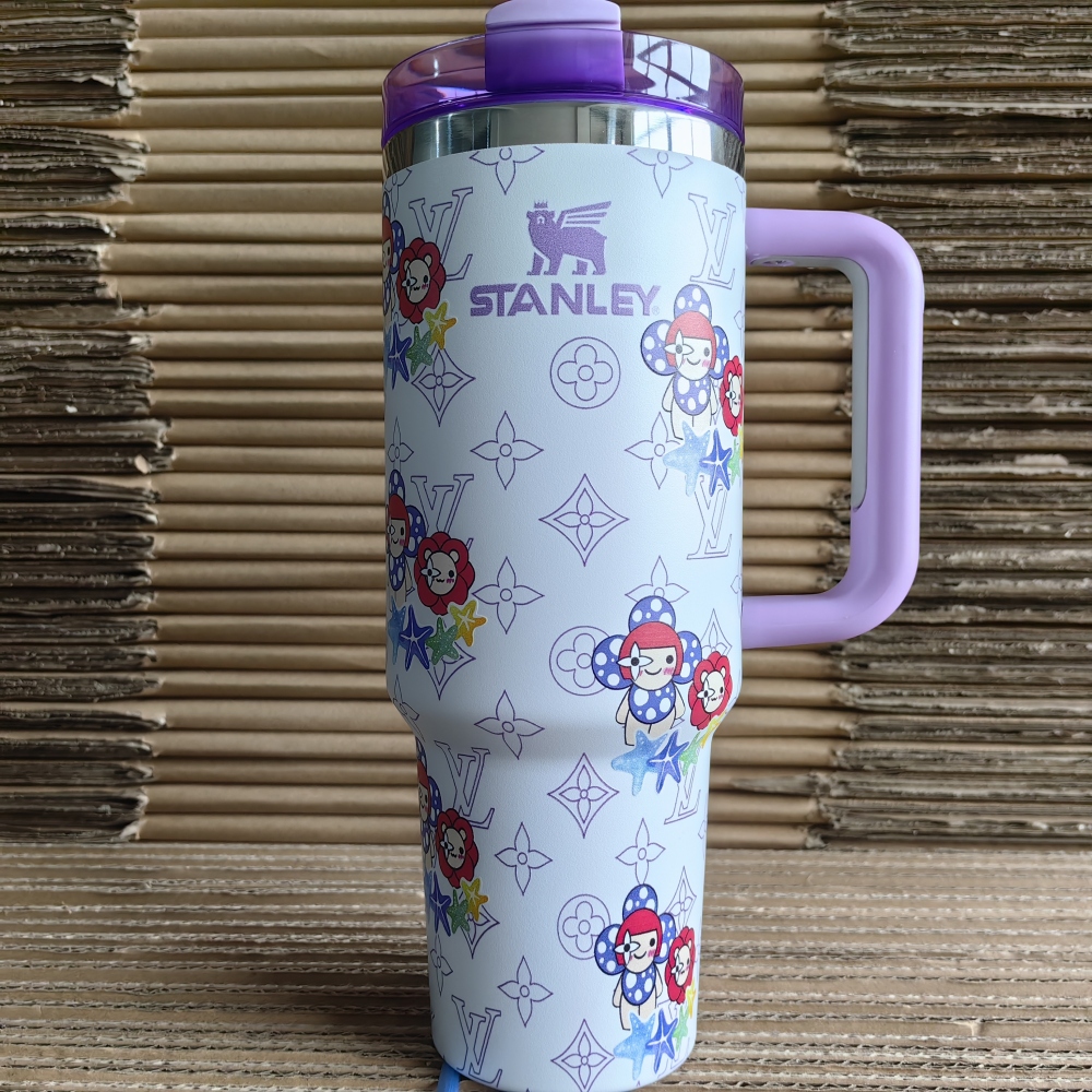 Quencher H2.0 Tumbler with Handle and Straw 40 oz | Cup Holder Compatible for Travel | Insulated Stainless Steel Cup | BPA-Free | Lilac