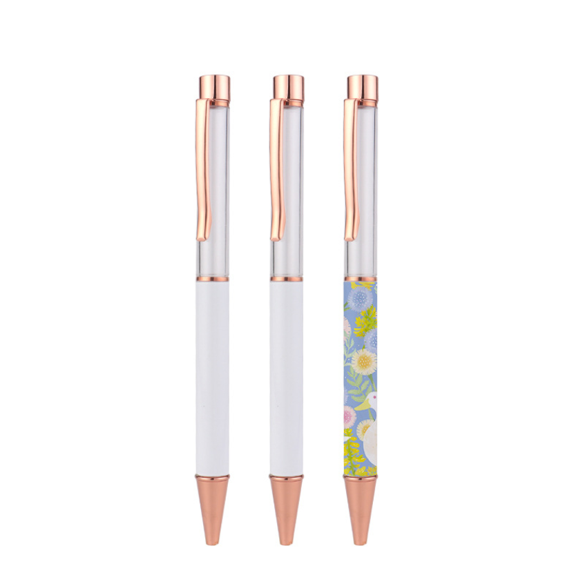 Sublimation snow globe Pens Blanks Bulk White with seal silicon , DIY Personalized Ballpoint Pen by Heat Press Sublimation Oven