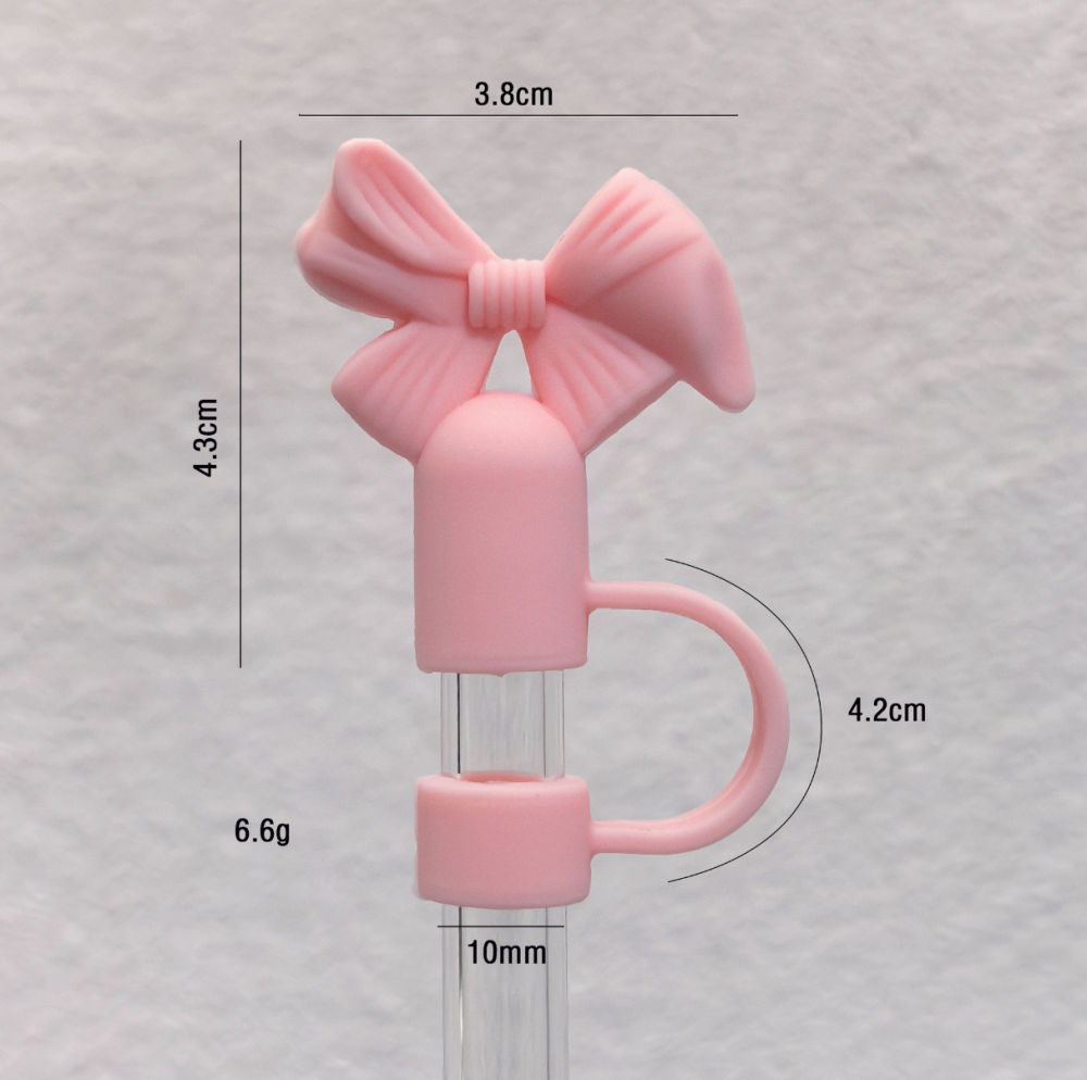 10mm Bow Straw Toppers, Cute Straws Covers for Stanley 30&40 Oz Tumbler with Handle, 10mm Dust-Proof Drinking Straw Dispensers Straw Topper Cap for Girls Kids