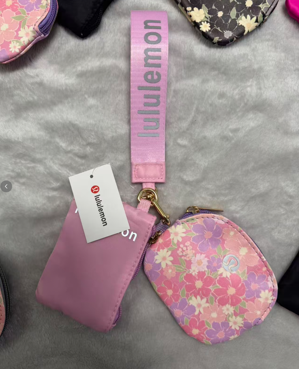 Lulu floral wristlet Mini Zip Around Wristlet Wallets for Women -KeyChain Wallet with Detachable Dual Pouch Wristlet -Key Chain Coin Purse Small Wallets