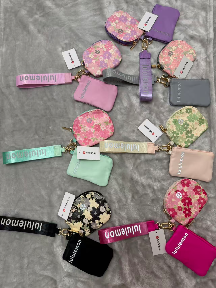 Lulu floral wristlet Mini Zip Around Wristlet Wallets for Women -KeyChain Wallet with Detachable Dual Pouch Wristlet -Key Chain Coin Purse Small Wallets