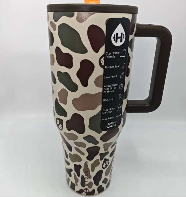 HydroJug Traveler - 40 oz Water Bottle with Handle & Flip Straw - Fits in Cup Holder, Leak Resistant Tumbler-Reusable Insulated Stainless Steel