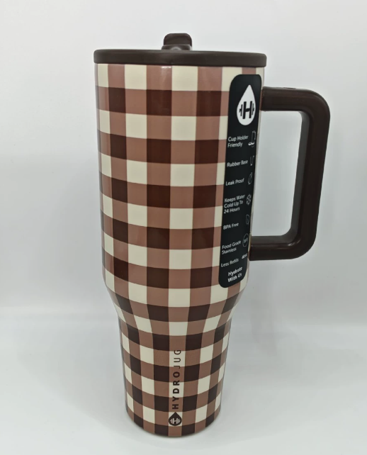 HydroJug Traveler - 40 oz Water Bottle with Handle & Flip Straw - Fits in Cup Holder, Leak Resistant Tumbler-Reusable Insulated Stainless Steel