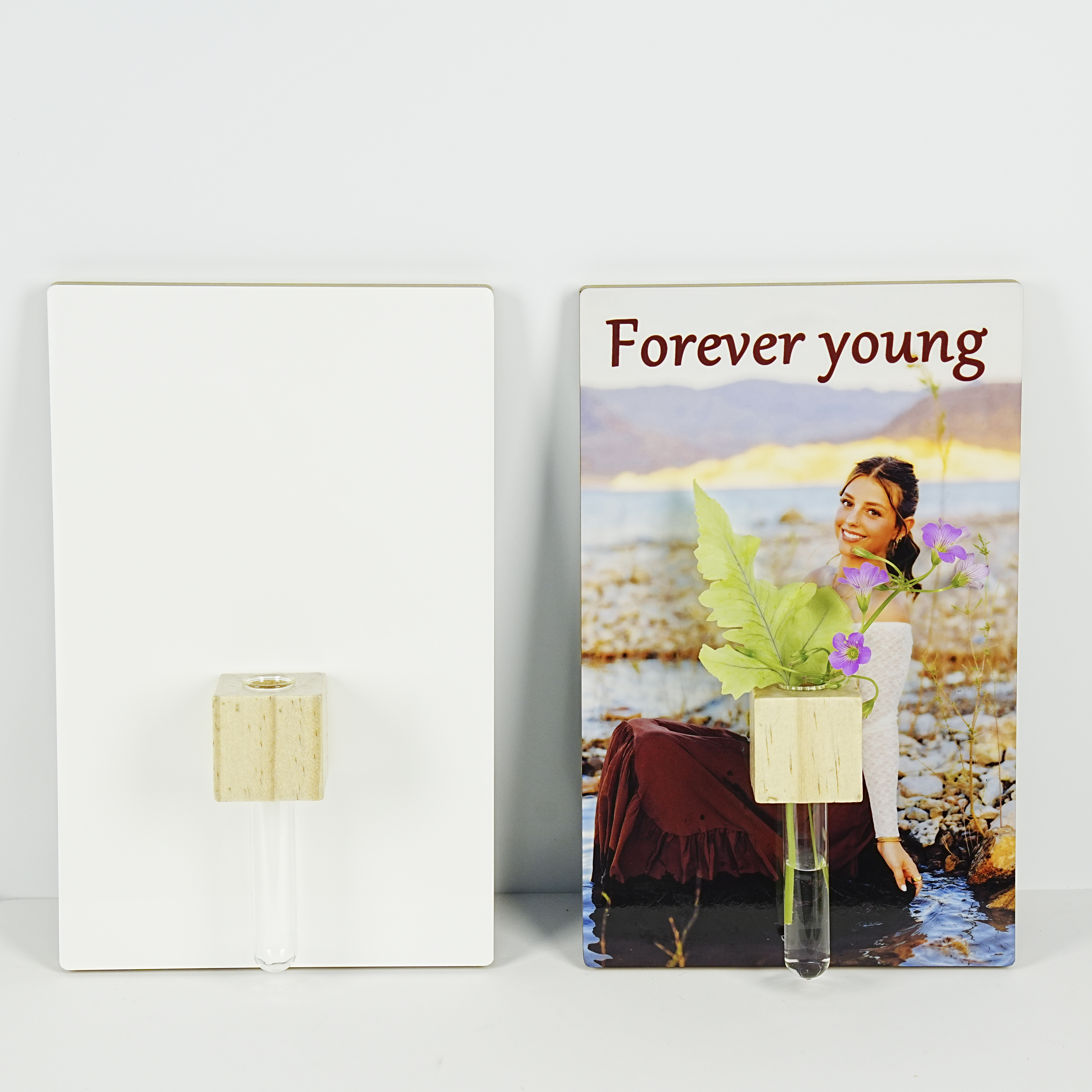 Premium MDF Sublimation Vase Photo Panel – Vibrant Print & Real Flower Holder