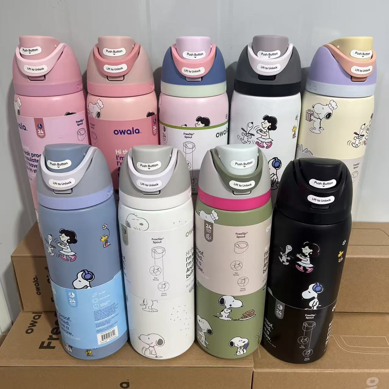24oz 30oz FreeSip Insulated Stainless Steel Water Bottle with Straw, BPA-Free Sports Water Bottle Great for Travel