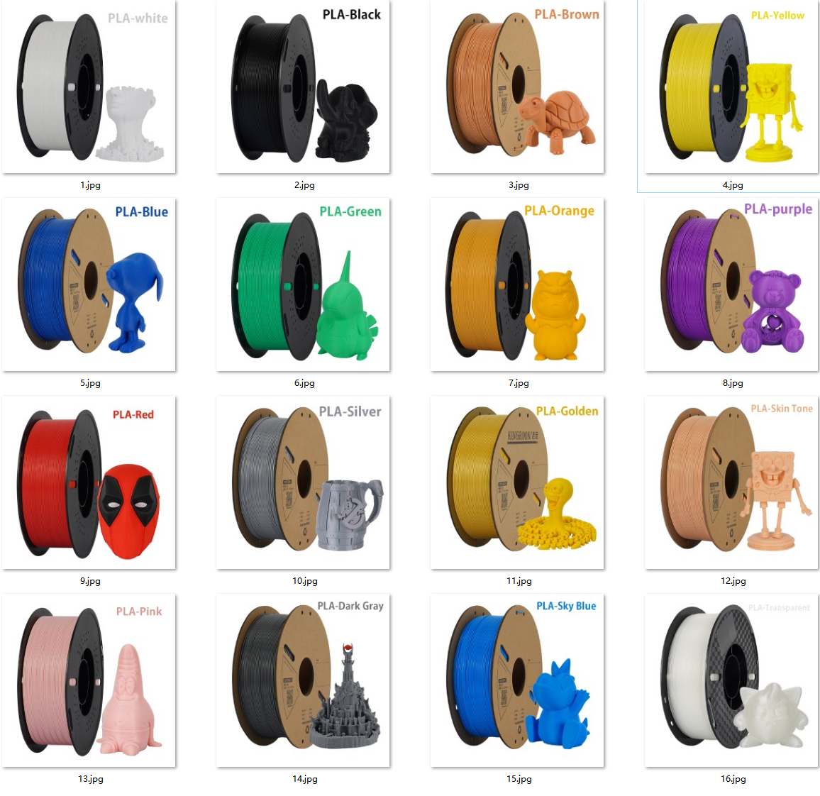 1000g PLA Filament 1.75mm Bundle, 3D Printer Filament Neatly Wound, Individually Vacuum Packed, 1000g Spool, 10 Rolls, ，mixed color