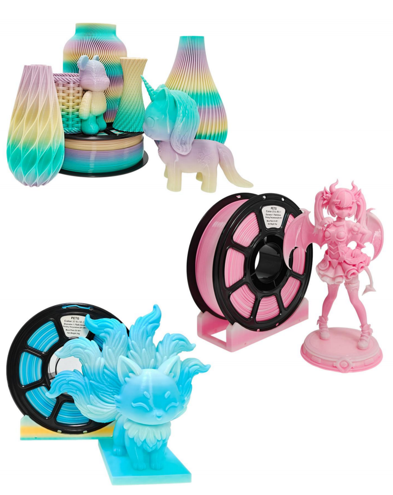 1000g PETG Filament 1.75mm Bundle, 3D Printer Filament Neatly Wound, Individually Vacuum Packed, 1000g Spool, 10 Rolls, ，mixed color