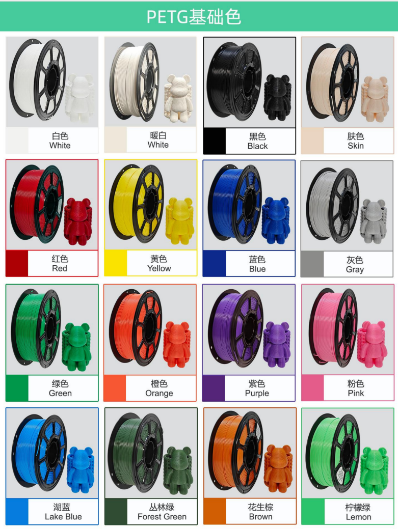 1000g PETG Filament 1.75mm Bundle, 3D Printer Filament Neatly Wound, Individually Vacuum Packed, 1000g Spool, 10 Rolls, ，mixed color