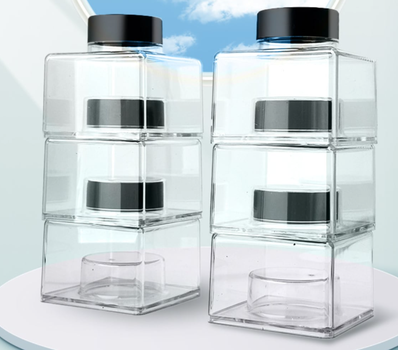 2 oz Wide-Mouth Clear Jars for Glitter, Beads, Nail Art & Crafts