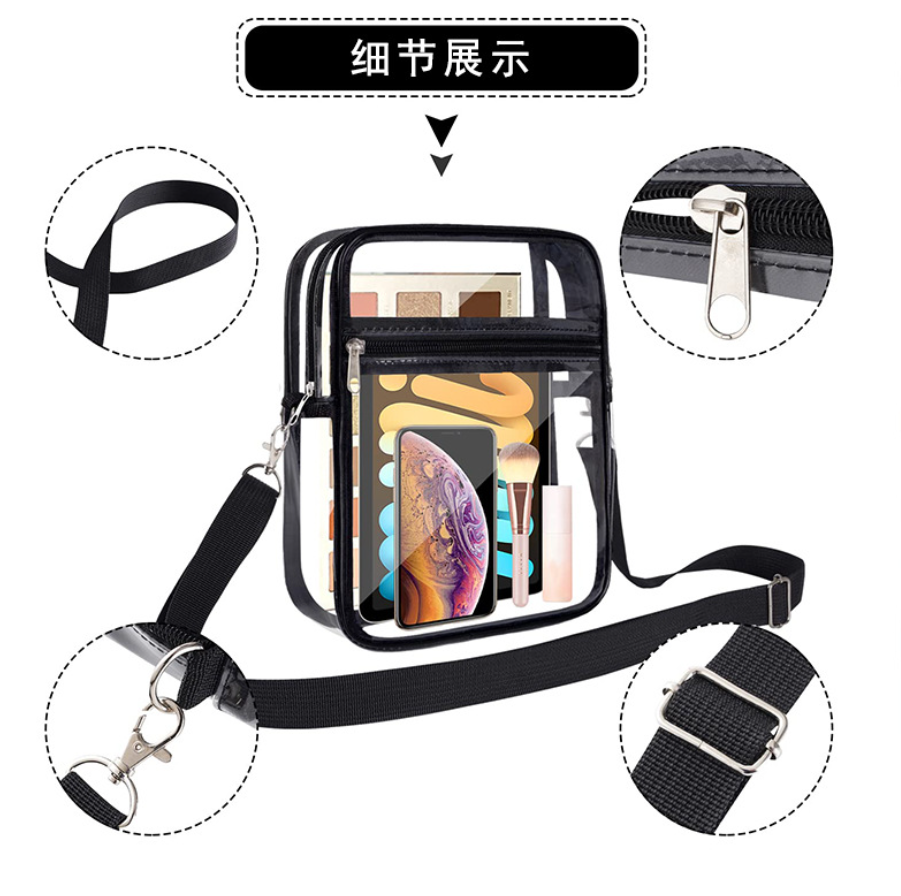 Stadium-Approved Clear Crossbody Bag – Transparent Messenger Purse for Concerts & Events