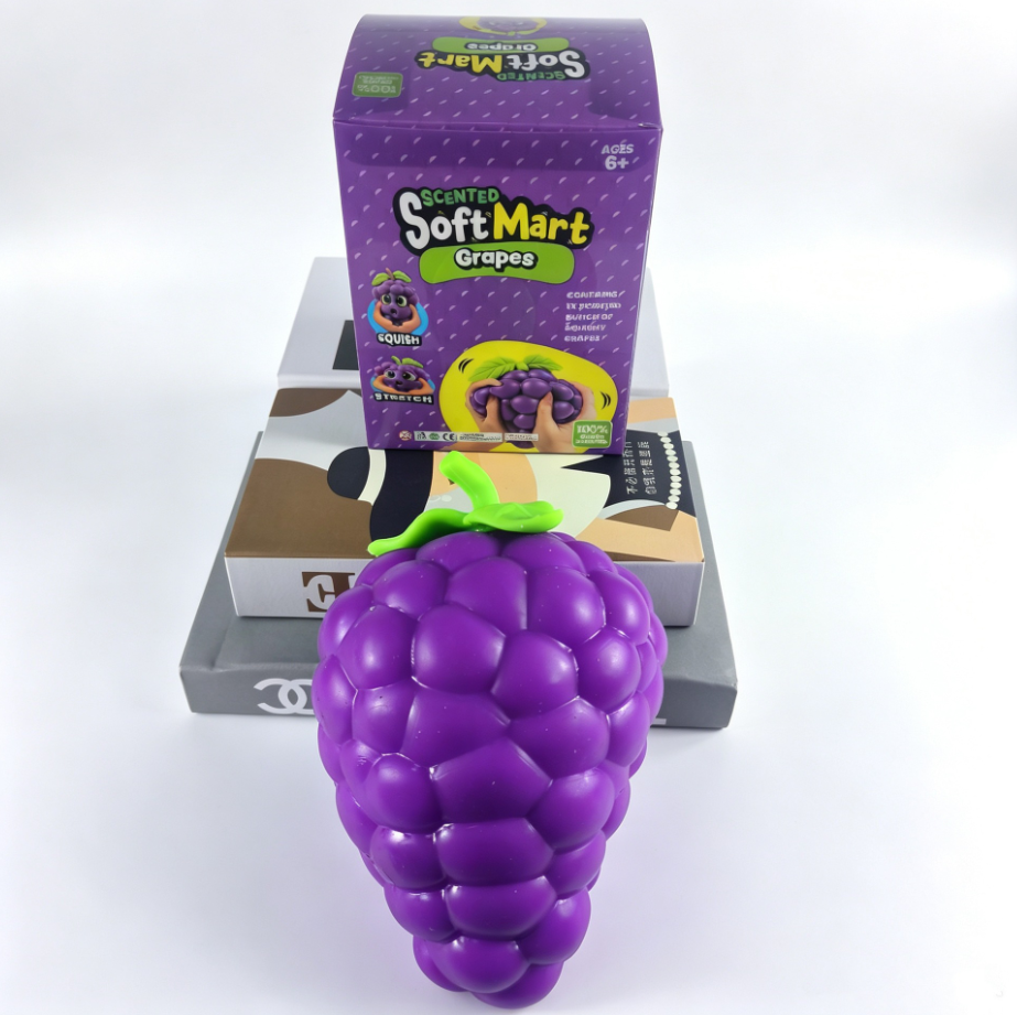 Jumbo Squishy Fruit Veggie Stress Toys – Banana Grape Strawberry Carrot Cheese