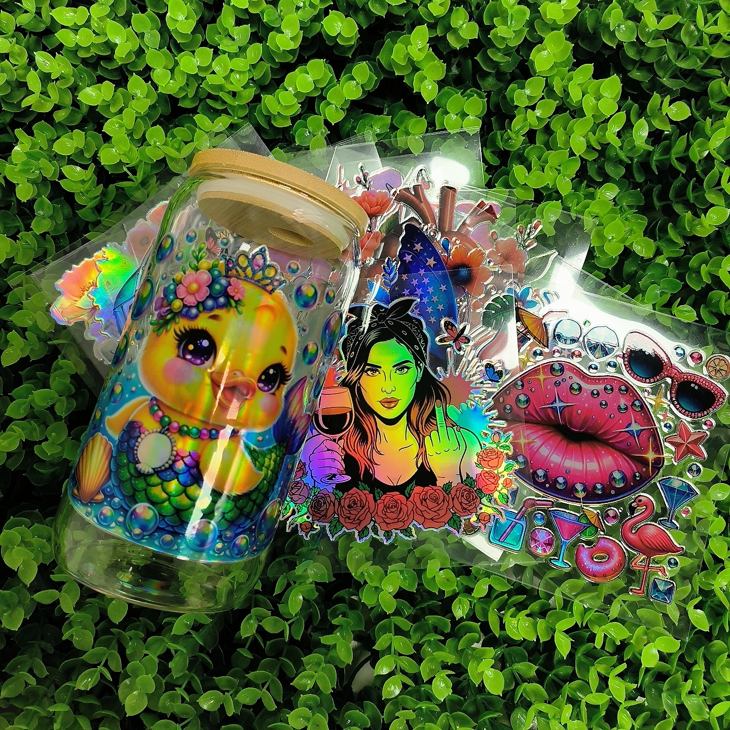 UV DTF Cup Wraps – Waterproof Tumbler Decals for 16oz Glass Cups | DIY Peel & Stick Vinyl Stickers