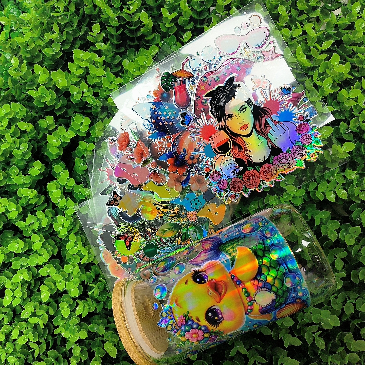 UV DTF Cup Wraps – Waterproof Tumbler Decals for 16oz Glass Cups | DIY Peel & Stick Vinyl Stickers