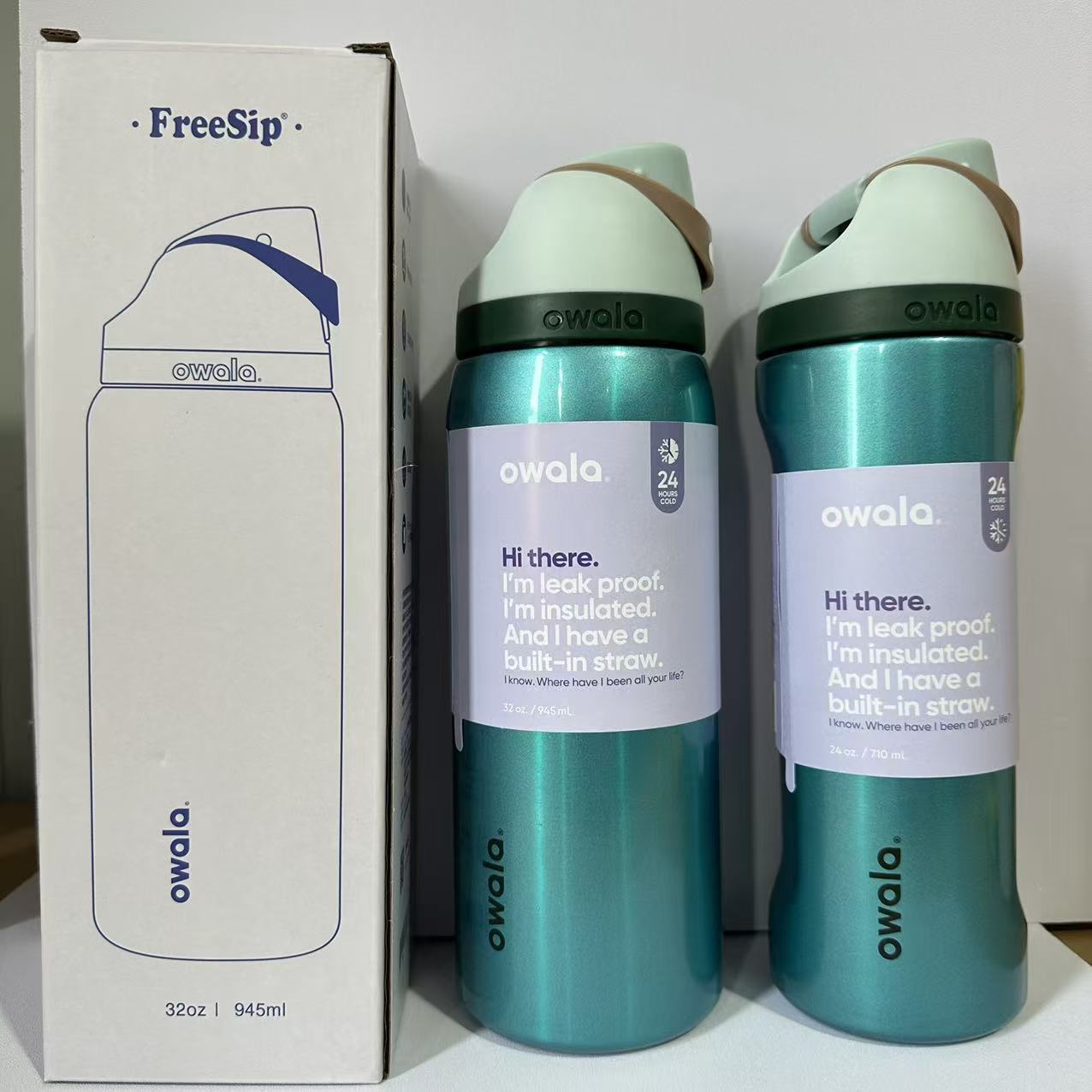 24oz 32oz FreeSip Insulated Stainless Steel Water Bottle with Straw, BPA-Free Sports Water Bottle Great for Travel