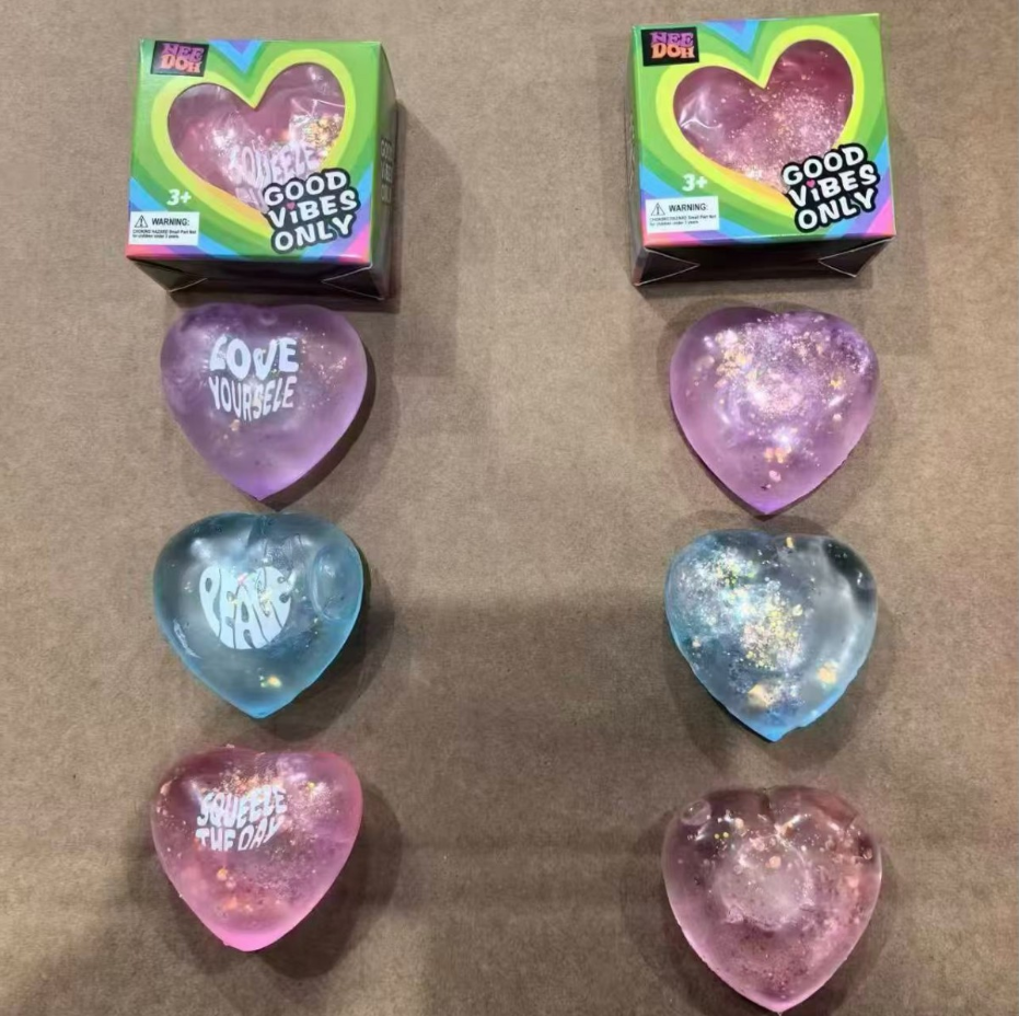 Heart Stress Balls Squishy Toys for Adults Kids – Slow Rise Sugar Ball Sensory Fidget, Love Shape Squeeze Toy for Anxiety Relief & Hand Exercise