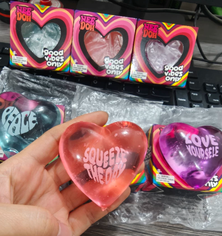 Heart Stress Balls Squishy Toys for Adults Kids – Slow Rise Sugar Ball Sensory Fidget, Love Shape Squeeze Toy for Anxiety Relief & Hand Exercise