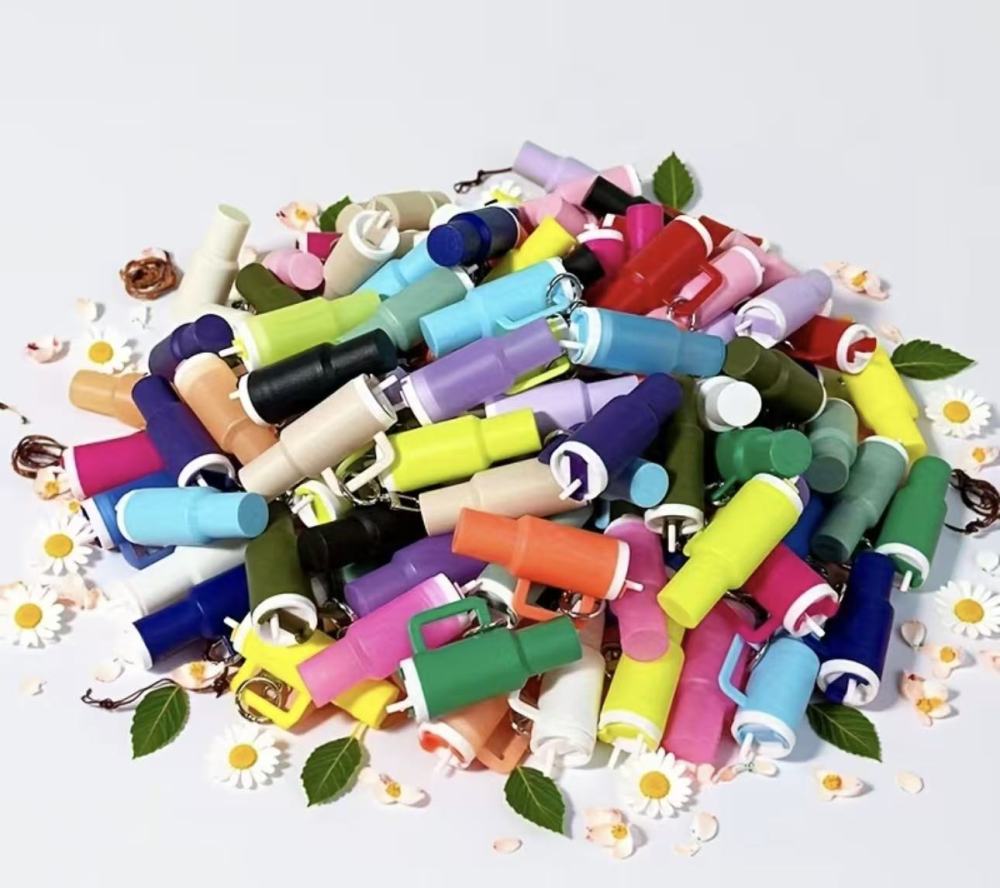 50 Pack USA Mini Tumbler Keychain Accessories for Stanley Cup, 2 Way Cute Charms Chapstick Lip Balm Holder for Women Purse Handbag