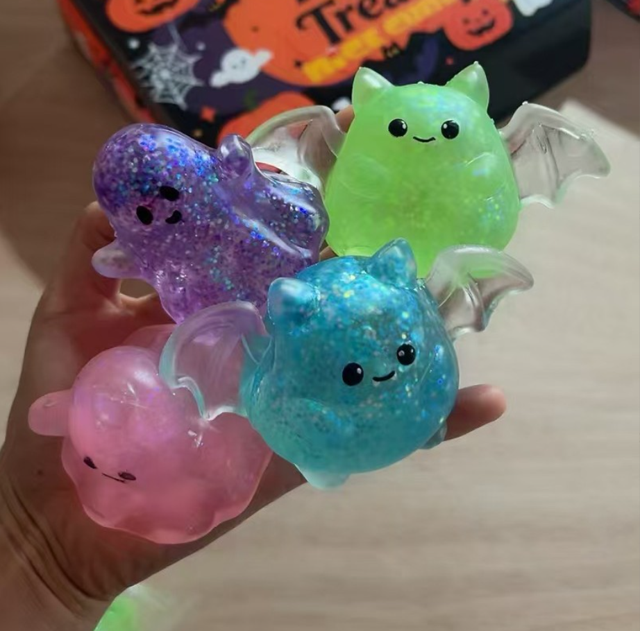 Halloween Stress Balls Squishy Toys for Adults Kids – Slow Rise Sugar Ball Sensory Fidget, Love Shape Squeeze Toy for Anxiety Relief & Hand Exercise