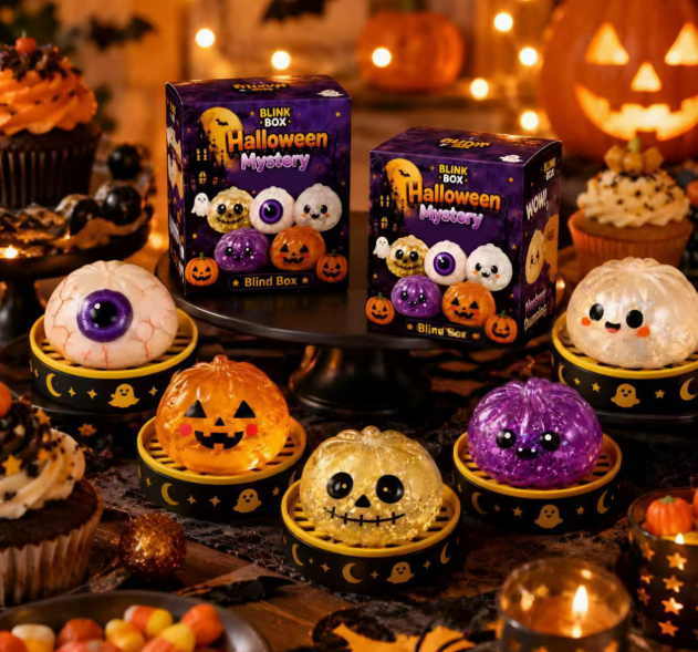 Halloween Stress Squishy Toys for Adults Kids – Slow Rise Sugar Ball Sensory Fidget, Love Shape Squeeze Toy for Anxiety Relief & Hand Exercise