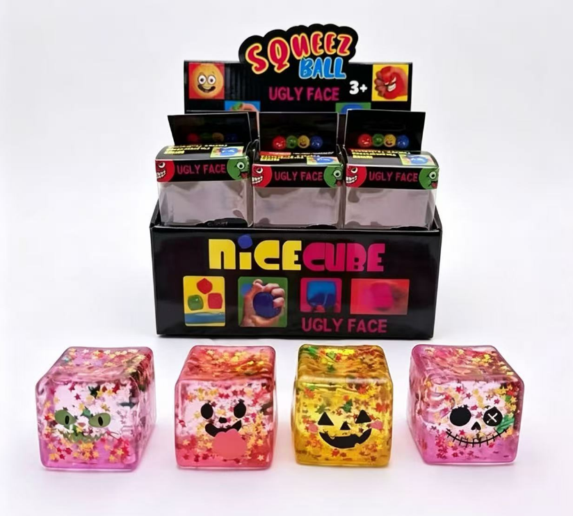 Halloween Stress cubes Squishy Toys for Adults Kids – Slow Rise Sugar Ball Sensory Fidget, Love Shape Squeeze Toy for Anxiety Relief & Hand Exercise
